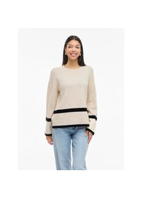 Vila, Unisex, Rundhalspullover &raquo;VIRIL O-NECK OVERSIZE L/S KNIT TOP- NOOS&laquo; Materialmix, oversize, super light natural melan stripes:schwarz, XL, 