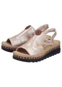 Rieker, Unisex, Plateausandale Sommerschuh, Sandalette, modisches Plateau, goldfarben, 40, Mit Stretchriemchen - zum Schlupfen