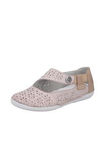 Rieker, Unisex, Riemchenballerina Schlupfschuh, Slipper mit modischer Perforation, hellbeige, 41, Ballerina mit Gummizug f&uuml;r perfekten Sitz