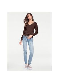 Linea Tesini By Heine, Unisex, Linea Tesini by heine Rundhalspullover &raquo;Rundhals-Pullover&laquo;, schokobraun, 44, Ein universelles Kombi-Basic in aktuellen 