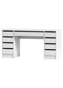 Livetastic Schreibtisch , Weiss , Holzwerkstoff , 9 Schublade(n) Schubladen , rechteckig , 55x77.6x152.6 cm , B&uuml;rom&ouml;bel, Schreibtische, B&uuml;rotische