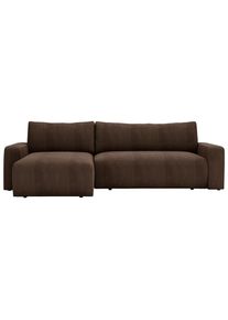 CARRYHOME Ecksofa , Braun , Kunststoff , F&uuml;llung: Schaumstoff , Ottomane links, L-Form, einmalig seitenverkehrt montierbar , 245x150 cm , Liegefunktion, Schlafen auf Sitzh&ouml;he, R&uuml;cken echt, haustierfreundlicher Bezug , Wohnzimmer, Sofas & Couches, Wohnlandschaften, Ecksofas