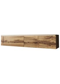 P & B Lowboard , Eiche Wotan , Kunststoff , kaltweiss , 140x30x33 cm , Fsc, Made in EU , stehend, h&auml;ngend, Beleuchtung, in verschiedenen Holzdekoren erh&auml;ltlich , Wohnzimmer, TV M&ouml;bel, Lowboards, Lowboards stehend
