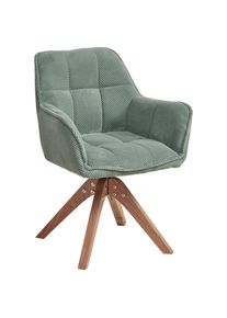 Livetastic Armlehnstuhl , Gr&uuml;n, Eichefarben , Holz, Textil , Eiche , massiv , Drehkreuz , 61x85x63 cm , Sitzfl&auml;che 360&deg; drehbar, inklusive Armlehnen , Esszimmer, Stuhl, Polsterst&uuml;hle