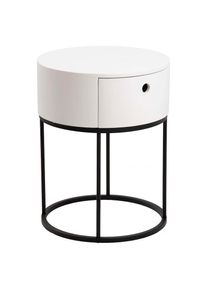 Actona Group, ACTONA GROUP Nachttisch &raquo;Polo&laquo; 1 Stk. tlg. Nachttisch in Weiss oder Schwarz, rund, &Oslash; 40 cm, mit 1 Schublade, wei&szlig;, B/H/T: 40 cm x 51 cm