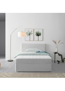 P & B Boxbett , Silberfarben , Holz, Textil , Tanne , H3 , 7-Zonen , 120x200 cm , Schlafzimmer, Bett, Boxspringbetten
