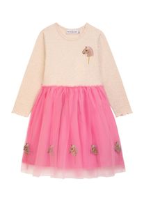 Danamade Kleid 'Aase' M&auml;dchen Gr&ouml;&szlig;e 92 hellbeige / dunkelbraun / rosa / schwarz