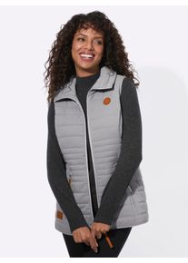 WITT Damen Steppweste mit kontrastfarbigen Reissverschl&uuml;ssen, steingrau, Gr&ouml;&szlig;e 42, 100% Polyester. Wattierung: 100% Polyester