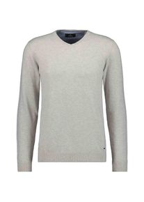Ragman, Unisex, Ragman V-Ausschnitt-Pullover, hellgrau, 48, Gestrickte Ellbogen-Patches
