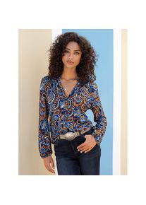Heine, Unisex, Heine Klassische Bluse, cognac, aqua, bedruckt, 44, farbenfrohes Paisley-Muster