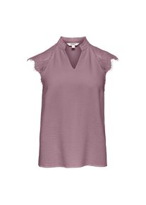 Only, Unisex, Only Shirttop &raquo;ONLPLOY METTE SL LACE V-NECK TOP WVN&laquo; Kunstfaser, regular fit, V-Ausschnitt, elderberry, M, Blusentop von Only