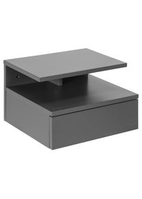 Actona Group, ACTONA GROUP Nachttisch &raquo;Ashlan Nachtkommode&laquo; Nachtschrank, wandmontiert, 1 Schublade, 1 Fachboden, Metallschienen, grau, B/H/T: 35 cm x
