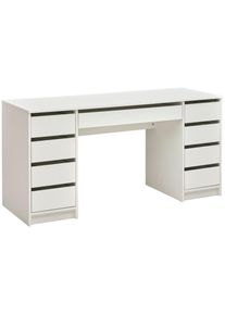 Mid.you Schreibtisch , Weiss , Holzwerkstoff , 9 Schublade(n) Schubladen , rechteckig , 153.5x76x55 cm , B&uuml;rom&ouml;bel, Schreibtische, B&uuml;rotische
