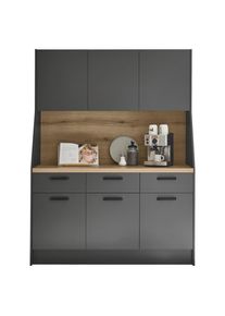 Mid.you Buffet , Graphitfarben , Kunststoff , 6 F&auml;cher , 3 Schublade(n) Schubladen , 153x205x58 cm , Beim&ouml;bel erh&auml;ltlich , K&uuml;chen, K&uuml;chenm&ouml;bel, Buffetschrank