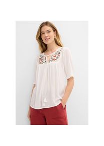 bonprix, Unisex, bonprix Tunika Casual Stil, A-Linie Passform, Kurzarm-Design, mit Stickerei, wollwei&szlig;, 46, Tunika mit modischer Stickerei und 
