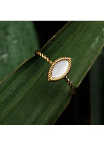 Holzkern Visual Ring Wei&szlig;es Perlmutt und Gold