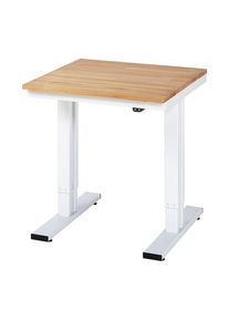 Arbeitstisch, elektrisch h&ouml;henverstellbar - Tragkraft 300 kg, H&ouml;he 720 - 1120 mm, Buchenplatte massiv, BxT 750 x 800 mm Rau