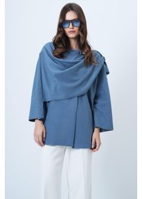 Trend Ala&ccedil;atı Stili Cape Damen Gr&ouml;&szlig;e L saphir
