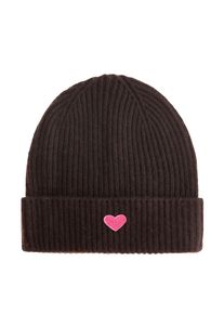 Zwillingsherz M&uuml;tze Damen Gr&ouml;&szlig;e 55/60 dunkelbraun / pink