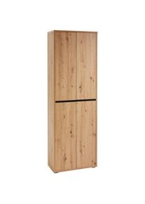 Xora Schuhschrank , Eichefarben , Holzwerkstoff , 10 F&auml;cher , 70x210x34 cm , Garderobe, Schuhaufbewahrung, Schuhschr&auml;nke