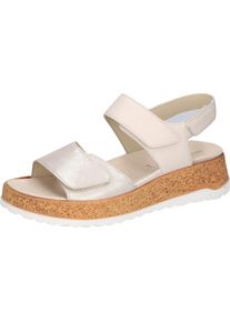 Waldl&auml;ufer Waldl&auml;ufer, Unisex, Plateausandale &raquo;H-LIBBY&laquo; Sommerschuh, Sandalette, Bequemschuh mit Klettverschl&uuml;sse, H-Weite, creme, silberfaren, 6 (39), Bequeme 