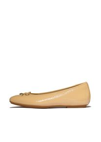 fitflop, Unisex, Ballerina &raquo;DELICATO BOW TEXTURED PATENT-LEATHER BALLET FLATS&laquo; Businessschuh, Schlupfschuh mit dezenter Zierschleife, beige, 43, 
