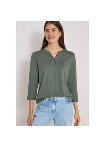 Cecil, Unisex, 3/4-Arm-Shirt mit Splitneck, dried olive gr&uuml;n, S (38), Shirt im Tunika-Look von Cecil