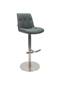 Novel Barhocker , Grau , Metall, Textil , Bodenplatte , 44x86-111x54.5 cm , Esszimmer, Barm&ouml;bel, Barhocker