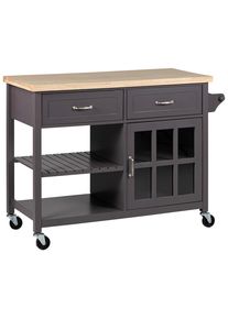Livetastic Servierwagen , Grau, Naturfarben , Holz, Glas, Holzwerkstoff , Kiefer, Kautschukholz , massiv , 2 Schublade(n) Schubladen , rechteckig , 117x86x48 cm , Esszimmer, Barm&ouml;bel, Barwagen