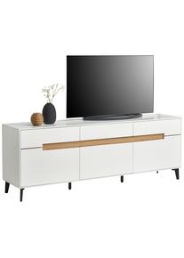 Novel Lowboard , Schwarz, Weiss, Eichefarben , Metall, Holzwerkstoff , 3 Schublade(n) Schubladen , 176x64x40 cm , Bsci , stehend , Wohnzimmer, TV M&ouml;bel, Lowboards, Lowboards stehend