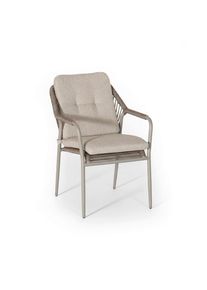 Tierra Outdoor Stapelstuhl , Weiss, Champagner , Metall, Textil , rund , 62x86x57 cm , wetterbest&auml;ndig, lichtecht, geeignet f&uuml;r Balkon , Gartenm&ouml;bel, Gartenst&uuml;hle, Gartenst&uuml;hle stapelbar