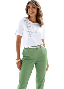 Damen Rundhalsshirt mit Glitzersteinchen weiss