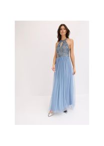 bonprix, Unisex, bonprix Maxikleid ausgestellte Passform, Neckholder mit Keyhole-Ausschnitt, &auml;rmellos, hellblau, silber, 48, N-Gr, Ausgestellte 