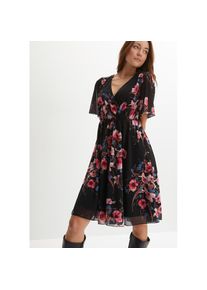bonprix, Unisex, bonprix Minikleid f&uuml;r den Alltag, aus Polyester und Elasthan, ausgestellte Passform, schwarz gebl&uuml;mt (l&auml;nge: regul&auml;r), 48/50 (XL), N-