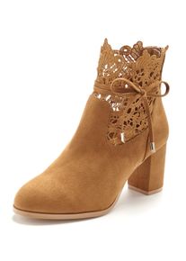 Lascana Witt Damen High-Heel-Stiefelette, camelfarben, Gr&ouml;&szlig;e 38, 100% Textil