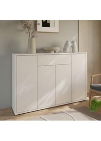 FORTE, FORTE Schuhschrank &raquo;Alice Springs&laquo; B/H/T 143,9/99,1/34,9 cm Push to open, 28 Paar Schuhe, kaschmir beige, Holzwerkstoff, B/H/T: 143,9 cm x 99,1