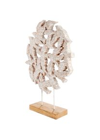 Gilde, Gilde Skulptur &raquo;Standrelief rund Gull naturfarben&laquo; Maritim K&uuml;ste Strand Meer M&ouml;we Nordsee Ostsee, naturfarben, Mangoholz, B/H/T: 40 cm x 56 cm 