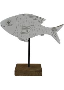 AM Design, AM Design Dekofigur &raquo;Fisch aus Mangoholz und Metall&laquo; Osterdekoration in zwei Gr&ouml;ssen, wei&szlig;, Holzwerkstoff, Metall, B/H/T: 5 cm x 25 cm x 25