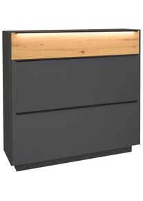 M&auml;usbacher M&auml;usbacher, Schuhschrank &raquo;Nova Garderobe&laquo; inkl. Metallschuhk&ouml;rbe und Griffbeleuchtung BHT 107 x 110 x 32 cm, anthrazit matt lack nb, glas anthrazit 
