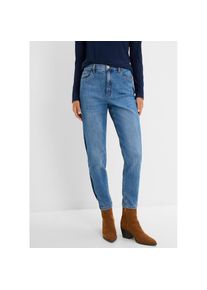 bonprix, Unisex, bonprix Mom-Jeans High Waist-Bund, Cropped-L&auml;nge, Loose Fit, aus Baumwolle und Elasthan, mittelblau denim used (l&auml;nge: regul&auml;r), 48, 