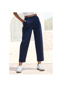 Lascana, Unisex, Lascana Bundfaltenhose &raquo;mit schmalem G&uuml;rtel in Barrel Form&laquo; mit G&uuml;rtel, in modischer Barrel-Form, Businesshose, bequem, marine, 40, N