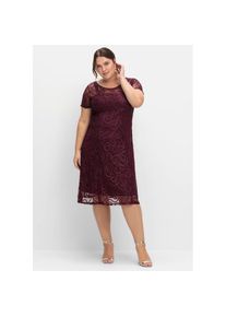 sheego, Unisex, Spitzenkleid &raquo;Spitzenkleid&laquo;, aubergine, 54, Normalgr&ouml;ssen