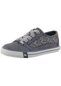 Mustang Shoes, Unisex, Sneaker &raquo;Gaspare&laquo; Freizeitschuh, Schn&uuml;rschuh, Halbschuh mit Bl&uuml;ten-Stickerei, jeanasblau, 37, Schn&uuml;rer mit Logoemblem im 
