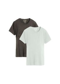 bonprix, Unisex, bonprix Umstandsshirt Packung, 2 l&auml;ssige Passform, Kurzarm, mit Stillfunktion, anthrazit meliert, hellschilf, 40/42 (M), Weiches 