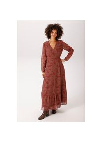 Aniston Casual, Unisex, Aniston CASUAL Wickelkleid mit Bindeband, mit farbharmonischem Blumendruck - NEUE KOLLEKTION, hellbraun, rot, rost, malve, 