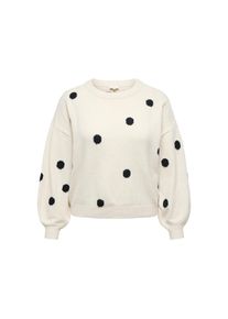 Only Carmakoma, Unisex, Only CARMAKOMA Rundhalspullover &raquo;CARRICA LS DETAIL O-NECK KNT&laquo; Materialmix, normal geschnitten, birch pattern:schwarz, mel, 
