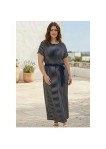 Laura Scott Curve, Unisex, Laura Scott CURVE Maxikleid &raquo;Grosse Gr&ouml;ssen&laquo; in modernem Streifen-Design, navy, beige, 52, N-Gr, Laura Scott CURVE &ndash; 