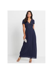 bonprix, Unisex, bonprix Maxikleid eleganter Stil, mit geh&auml;kelter Spitze, aus Viskose, Loose Fit, dunkelblau (l&auml;nge: kurz), 44, K-Gr, Eleganter Stil 