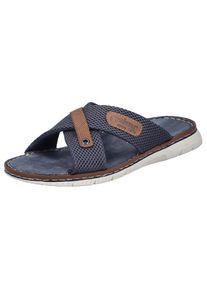 Rieker, Unisex, Pantolette Sommerschuh, Hausschuh, Strandschuh zum Schlupfen, dunkelblau, braun, 44, Pantolette mit &Uuml;berkreuzbandagen