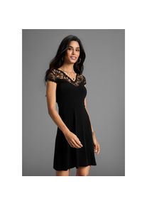 Melrose, Unisex, Jerseykleid f&uuml;r festliche Anl&auml;sse, kurzes Kleid, romantischer Stil, Spitze, schwarz, 36, N-Gr, Taillierter Schnitt und V-Ausschnitt 